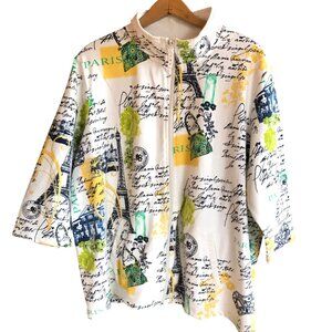Onque All-Over Print Full-Zip Shirt Jacket, Colorful Paris Handbags Floral Sz 2X